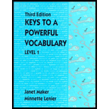 Keys to a Powerful Vocabulary, Level 1 by Janet Maker and Minnette Lenier - ISBN 9780136689485