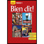 Bien Dit French 1 08 Edition, by John DeMado - ISBN 9780030398889