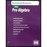 Pre-Algebra; 2004; ;Assessment Resources - Holt rinehart
