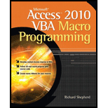 Microsoft Access 2010 VBA Macro Programming