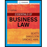 Essentials of Business Law 7TH 22 Edition, by Jeffrey Beatty Susan Samuelson and Patricia Abril - ISBN 9780357633960