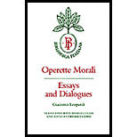 Operette Morali  Essays and Dialogue