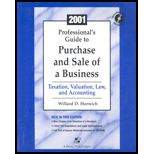 2001 Professionals Guide to Purchase and Sale of a Business  Taxation, Valuation, Law, and Accounting / With CD ROM