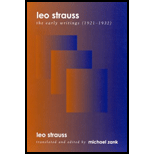 Leo Strauss  The Early Writings (1921 1932)