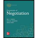 Essentials of Negotiation Looseleaf   With Access 7TH 21 Edition, by Roy Lewicki Bruce Barry and David Saunders - ISBN 9781264091782