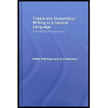 Thesis and Dissertation Writing in a Second Language A Handbook for Supervisors