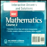 Mathematics, Course 2-Answer and Solution Cd (Teacher) -  Holt Rinehart, Teacher's Edition