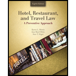 Hotel Restaurant and Travel Law 8TH 17 Edition, by Karen Morris Jane Ohlin and Sten Sliger - ISBN 9781524999902