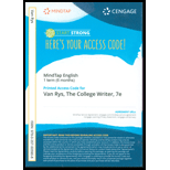 College Writer   MindTap 1 Term 7TH 22 Edition, by John Van Rys - ISBN 9780357505908