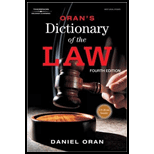 Orans Dictionary of the Law 4TH 08 Edition, by Daniel Oran and Mark Tosti - ISBN 9781111319151